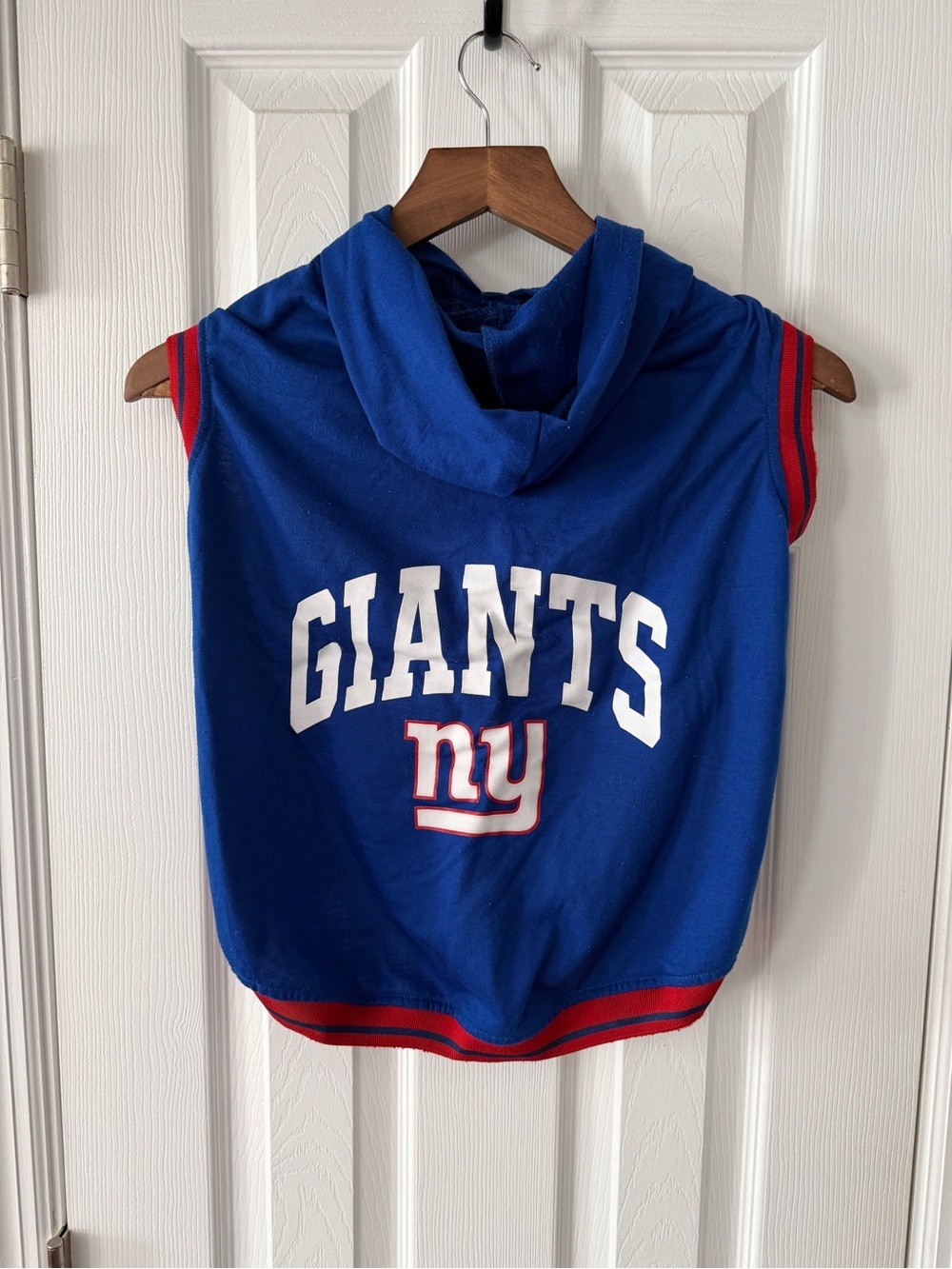 Giants Blue Sleeveless Dog Hoodie with NY Logo